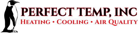 Official Perfect Temp Heating and Cooling logo with a vibrant red outline, representing our professional HVAC services in the South Sound."